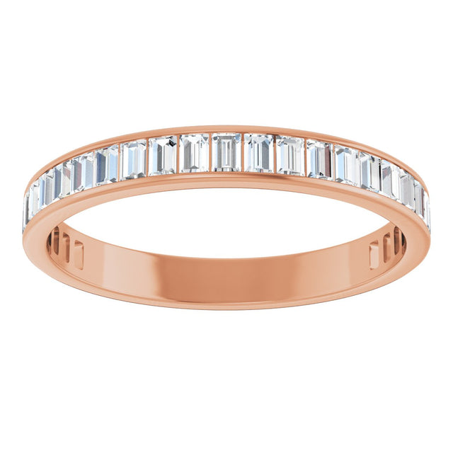 14K Gold Straight Baguette Lab-Grown Diamond Channel-Set Anniversary Band – 3x2 mm Stones - Rose Gold - view 3
