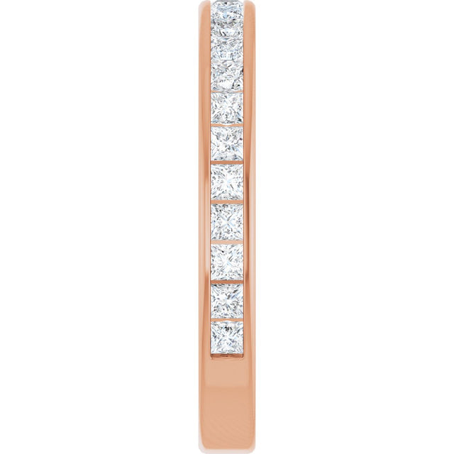 14K Gold Square Natural Diamond Channel-Set Anniversary Band – 1.75x1.75 mm Stones - Rose Gold - view 4