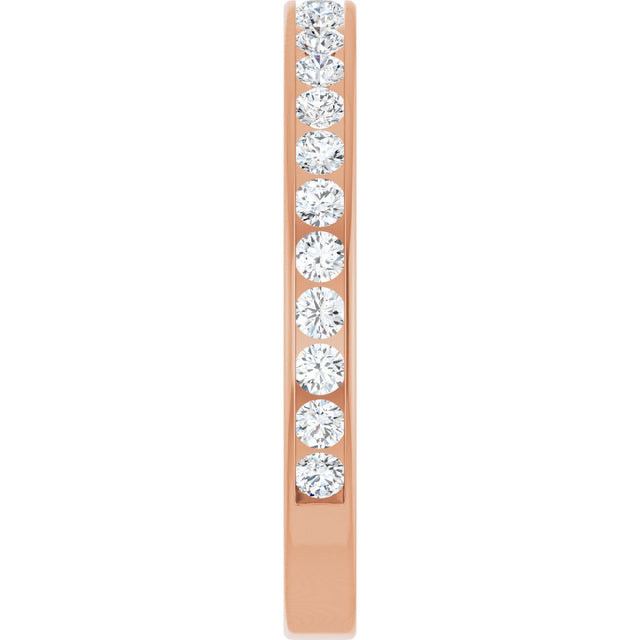 14K Gold Round Natural Diamond Channel-Set Anniversary Band – 2.5 mm Stones - Rose Gold - view 4