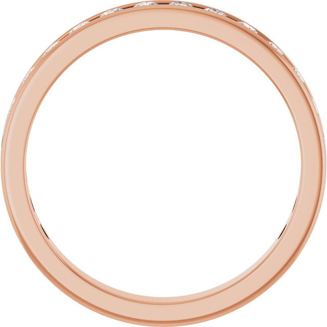 14K Gold Round Natural Diamond Channel-Set Anniversary Band – 2.5 mm Stones - Rose Gold - view 2