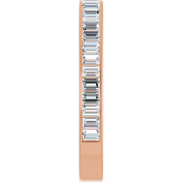 14K Gold Straight Baguette Lab-Grown Diamond Channel-Set Anniversary Band – 3x2 mm Stones - Rose Gold - view 4