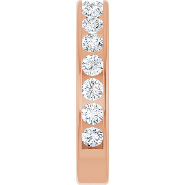 14K Gold Round Natural Diamond Channel-Set Anniversary Band – 2.25 mm Stones - Rose Gold - view 4