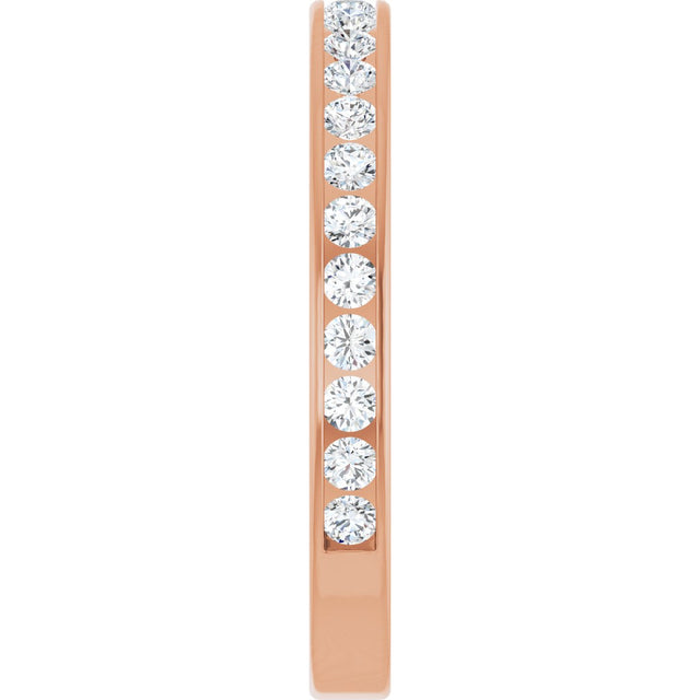 14K Gold Round Lab-Grown Diamond Channel-Set Anniversary Band – 2.25 mm Stones (1 CTW) - Rose Gold - view 4
