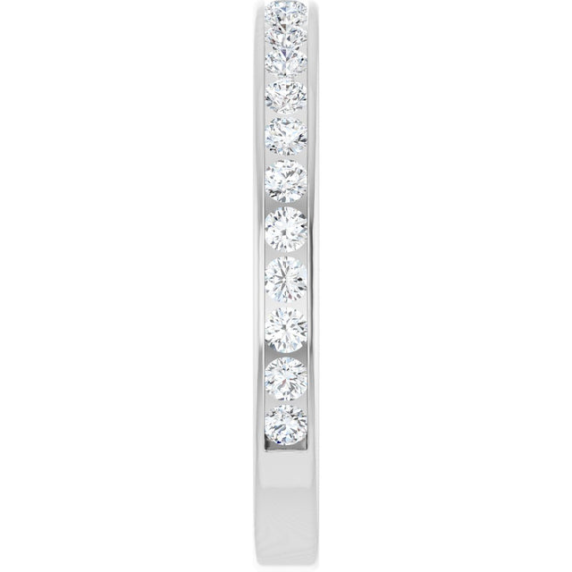 14K Gold Round Natural Diamond Channel-Set Anniversary Band – 2.25 mm Stones (1 CTW) - White Gold - view 4