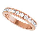 14K Gold Round Lab-Grown Diamond Channel-Set Anniversary Band – 2.25 mm Stones - Rose Gold - view 5