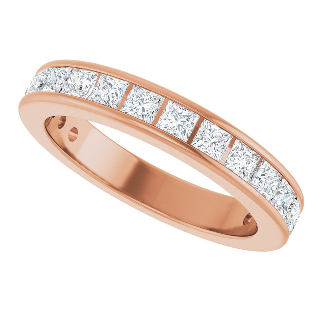 10K Gold Square Natural Diamond Channel-Set Anniversary Band – 1 3/8 CTW - Rose Gold - view 5
