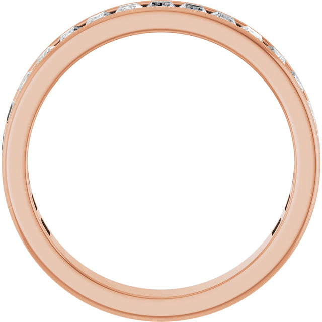 14K Gold Straight Baguette Lab-Grown Diamond Channel-Set Anniversary Band – 3x2 mm Stones - Rose Gold - view 2