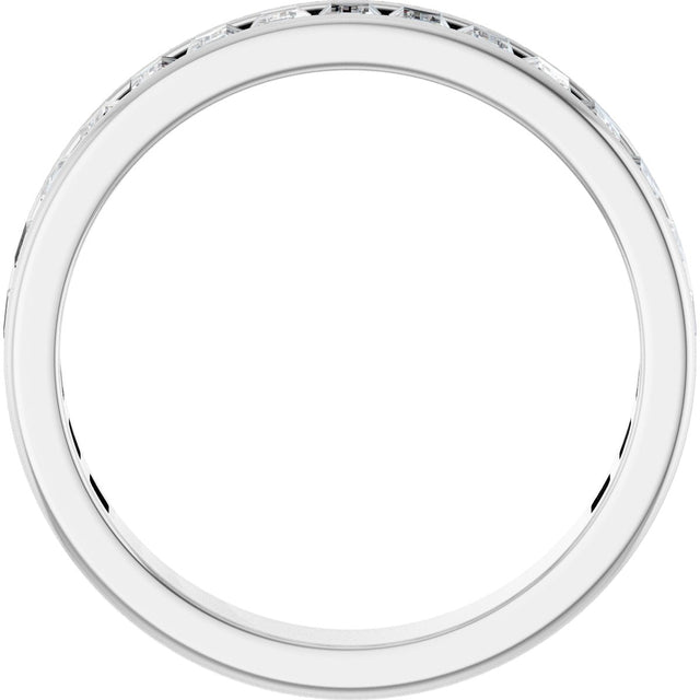14K Gold Straight Baguette Lab-Grown Diamond Channel-Set Anniversary Band – 3x2 mm Stones - White Gold - view 2