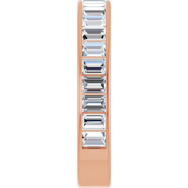 14K Gold Straight Baguette Lab-Grown Diamond Channel-Set Anniversary Band – 3x2 mm Stones - Rose Gold - view 4