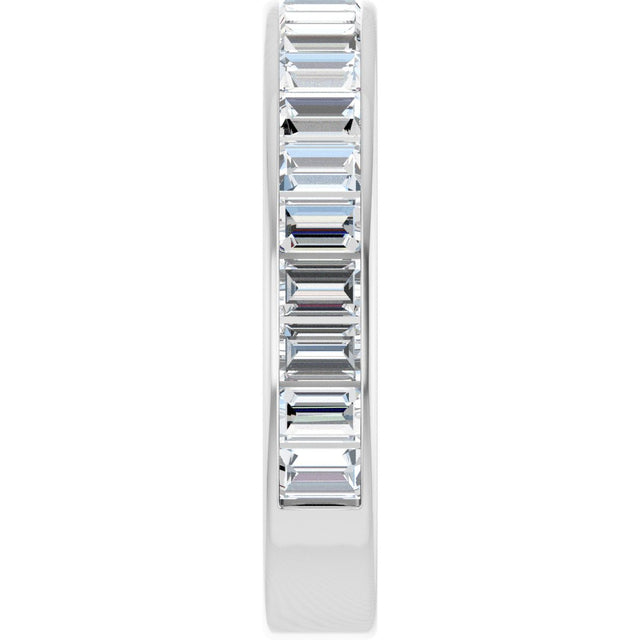 14K Gold Straight Baguette Natural Diamond Channel-Set Anniversary Band – 3x2 mm Stones - White Gold - view 4