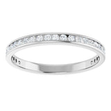14K Gold Round Natural Diamond Channel-Set Anniversary Band – 1.5 mm Stones - White Gold - view 3