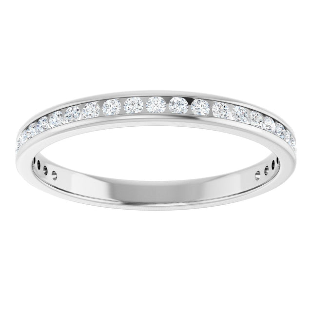 14K Gold Round Natural Diamond Channel-Set Anniversary Band – 1.5 mm Stones - White Gold - view 3