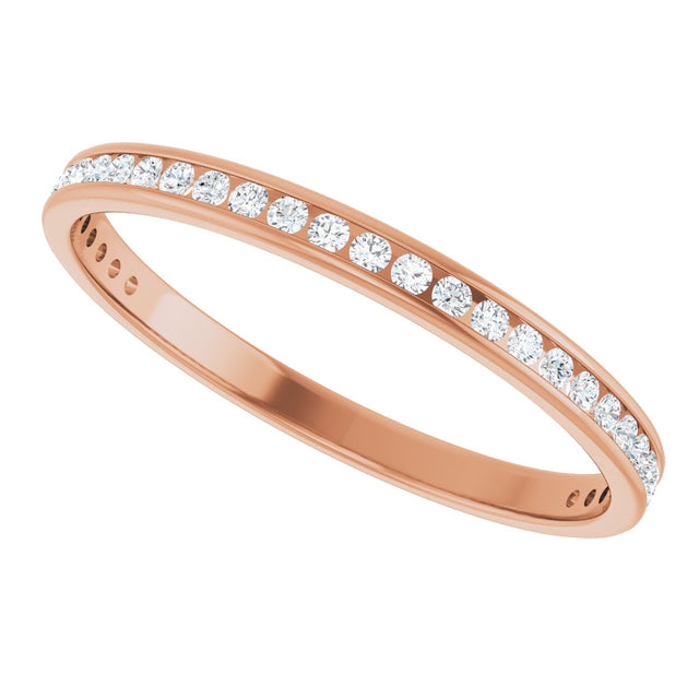 10K Gold Round Natural Diamond Channel-Set Anniversary Band – 1/2 CTW – Sizes 15-20 - Rose Gold - view 5
