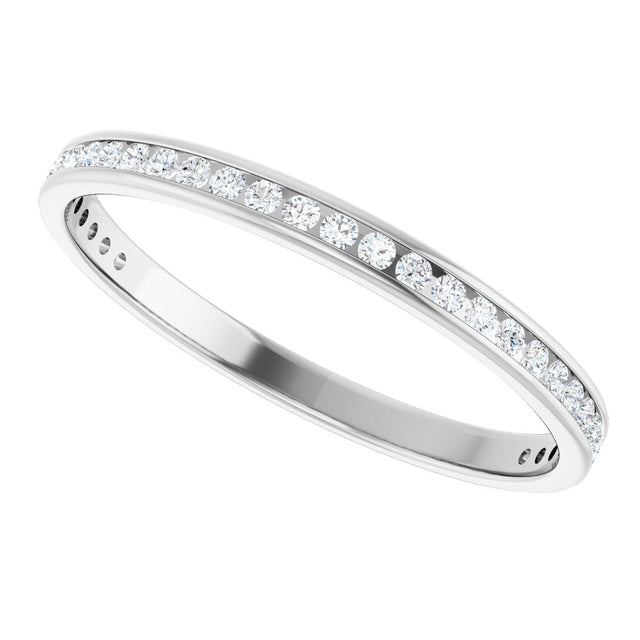 10K Gold Round Natural Diamond Channel-Set Anniversary Band – 1/4 CTW - White Gold - view 5