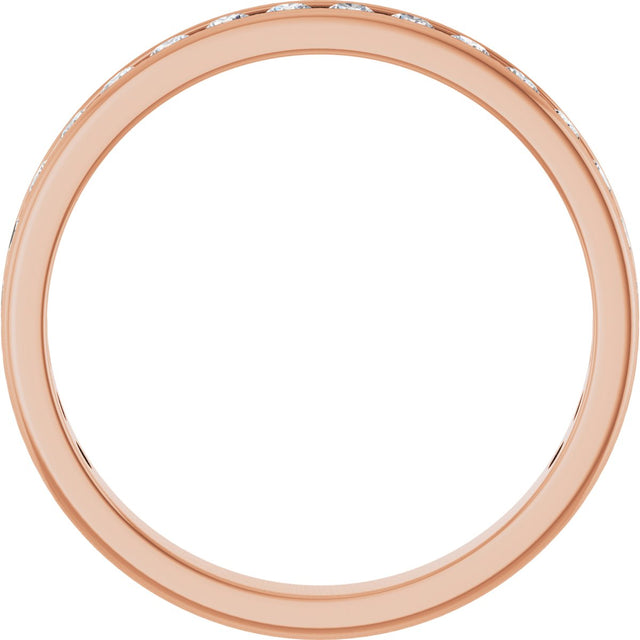 14K Gold Round Natural Diamond Channel-Set Anniversary Band – 2.25 mm Stones - Rose Gold - view 2
