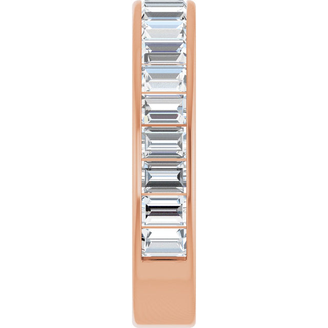 14K Gold Straight Baguette Natural Diamond Channel-Set Anniversary Band – 3x2 mm Stones - Rose Gold - view 4