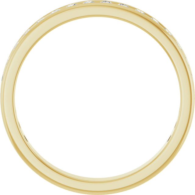 14K Gold Round Natural Diamond Channel-Set Anniversary Band – 1.5 mm Stones - Yellow Gold - view 2