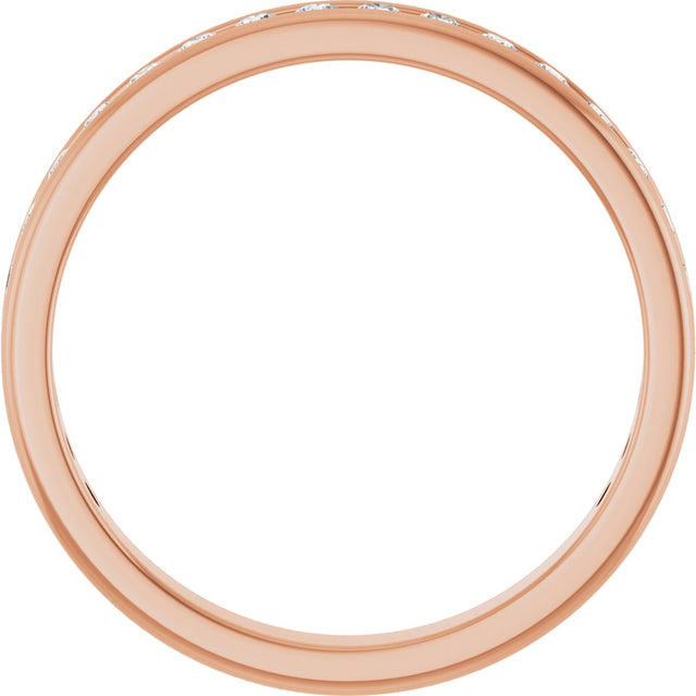 14K Gold Round Lab-Grown Diamond Channel-Set Anniversary Band – 1.5 mm Stones - Rose Gold - view 2