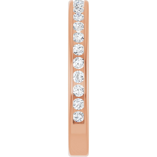 14K Gold Round Natural Diamond Channel-Set Anniversary Band – 1.5 mm Stones - Rose Gold - view 4