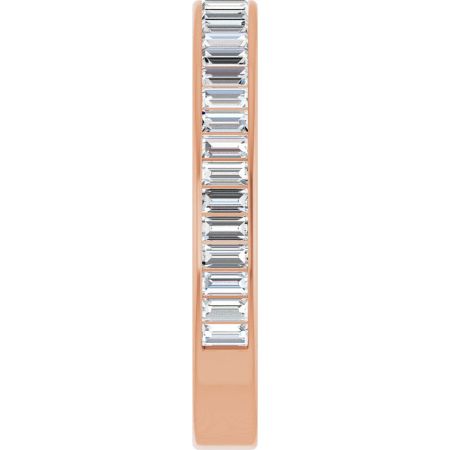 14K Gold Straight Baguette Lab-Grown Diamond Channel-Set Anniversary Band – 3x1.5 mm Stones - Rose Gold - view 4