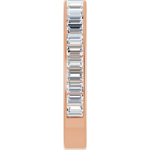 14K Gold Straight Baguette Lab-Grown Diamond Channel-Set Anniversary Band – 3x2 mm Stones - Rose Gold - view 4