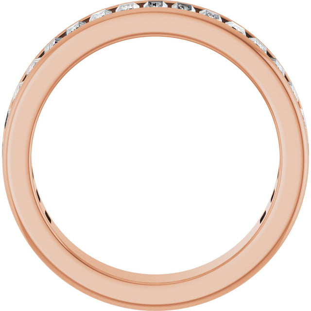 14K Gold Straight Baguette Natural Diamond Channel-Set Anniversary Band – 3x1.5 mm Stones - Rose Gold - view 2