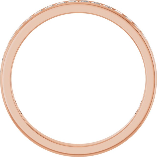 14K Gold Square Natural Diamond Channel-Set Anniversary Band – 1.75x1.75 mm Stones - Rose Gold - view 2