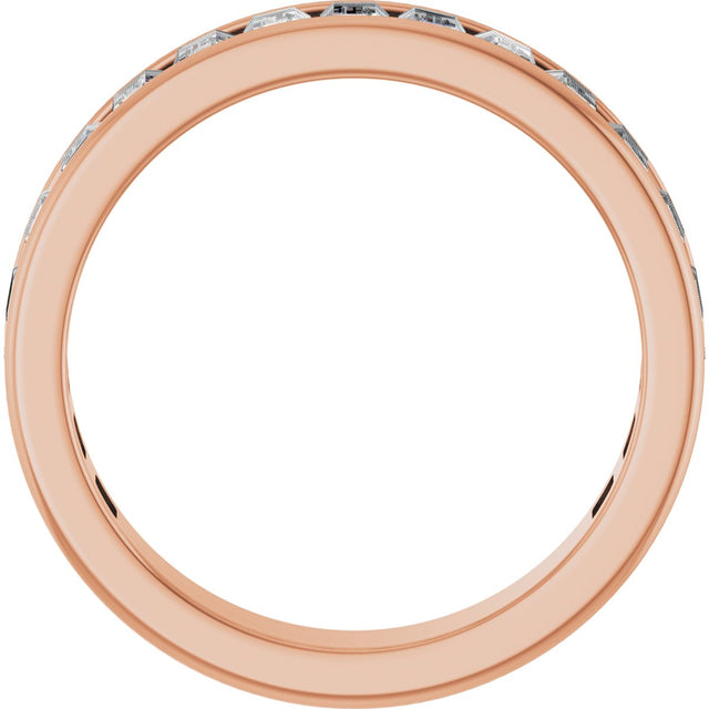 14K Gold Straight Baguette Natural Diamond Channel-Set Anniversary Band – 3x2 mm Stones - Rose Gold - view 2