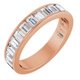 14K Gold Straight Baguette Natural Diamond Channel-Set Anniversary Band – 3x2 mm Stones - Rose Gold