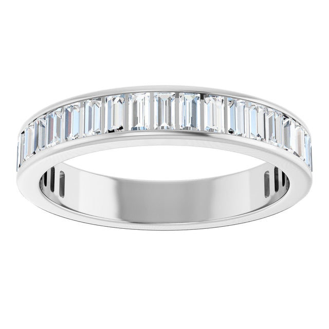 14K Gold Straight Baguette Natural Diamond Channel-Set Anniversary Band – 3x1.5 mm Stones - White Gold - view 3