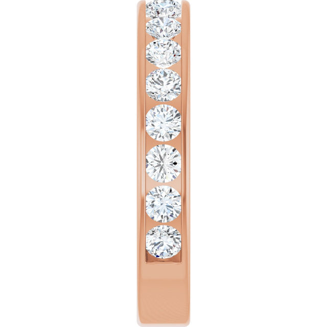 14K Gold Round Natural Diamond Channel-Set Anniversary Band – 2.5 mm Stones - Rose Gold - view 4