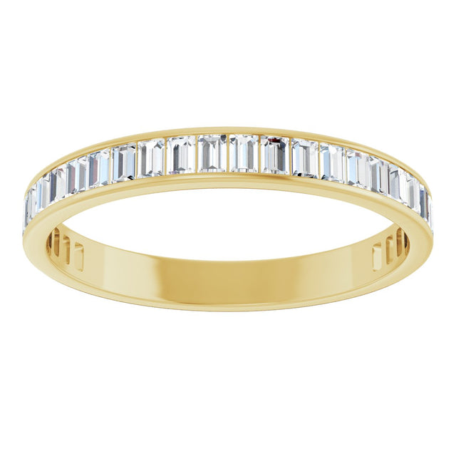 14K Gold Straight Baguette Natural Diamond Channel-Set Anniversary Band – 3x2 mm Stones (2 3/8 CTW) - Yellow Gold - view 3