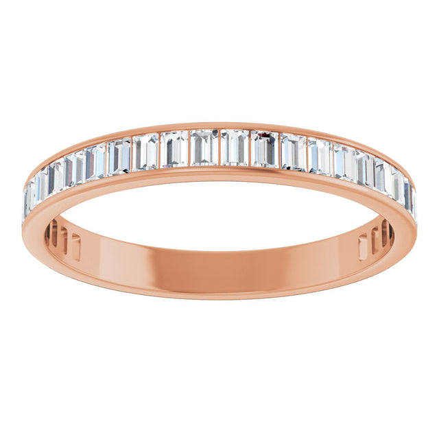 14K Gold Straight Baguette Natural Diamond Channel-Set Anniversary Band – 3x2 mm Stones (2 3/8 CTW) - Rose Gold - view 3