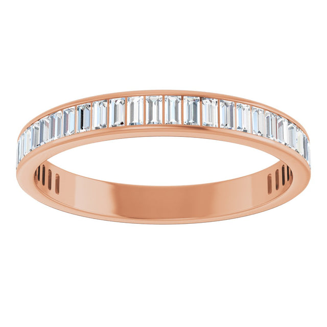 14K Gold Straight Baguette Lab-Grown Diamond Channel-Set Anniversary Band – 3x1.5 mm Stones - Rose Gold - view 3