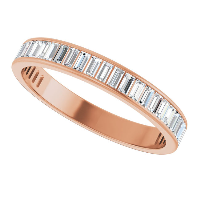14K Gold Straight Baguette Lab-Grown Diamond Channel-Set Anniversary Band – 3x1.5 mm Stones - Rose Gold - view 5