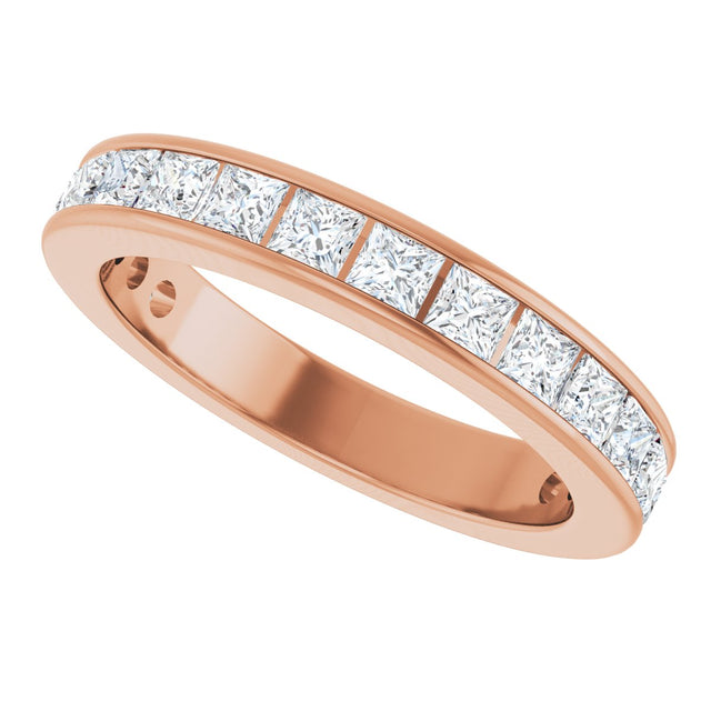 14K Gold Square Natural Diamond Channel-Set Anniversary Band – 2.25x2.25 mm Stones - Rose Gold - view 5