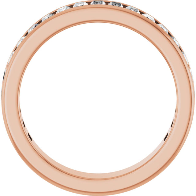 14K Gold Straight Baguette Natural Diamond Channel-Set Anniversary Band – 3x1.5 mm Stones - Rose Gold - view 2