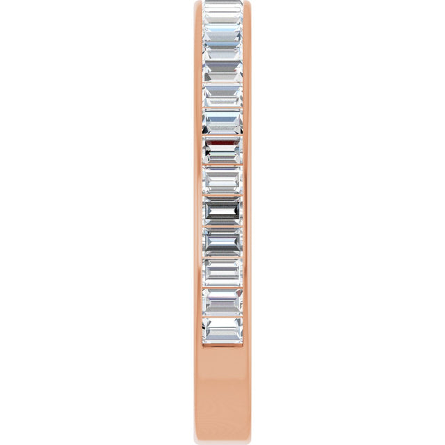 14K Gold Straight Baguette Natural Diamond Channel-Set Anniversary Band – 3x2 mm Stones (2 3/8 CTW) - Rose Gold - view 4