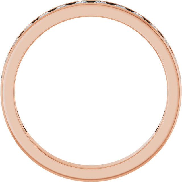 14K Gold Round Natural Diamond Channel-Set Anniversary Band – 3 mm Stones - Rose Gold - view 2