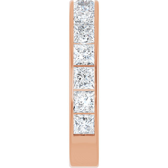 14K Gold Square Lab-Grown Diamond Channel-Set Anniversary Band – 3x3 mm Stones - Rose Gold - view 4