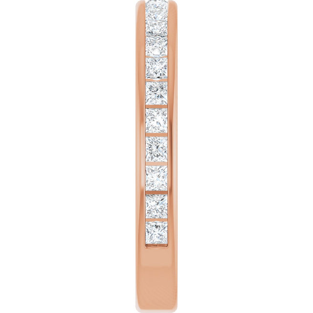 14K Gold Square Natural Diamond Channel-Set Anniversary Band – 1.5x1.5 mm Stones - Rose Gold - view 4