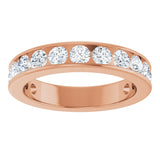 14K Gold Round Lab-Grown Diamond Channel-Set Anniversary Band – 3 mm Stones - Rose Gold - view 3