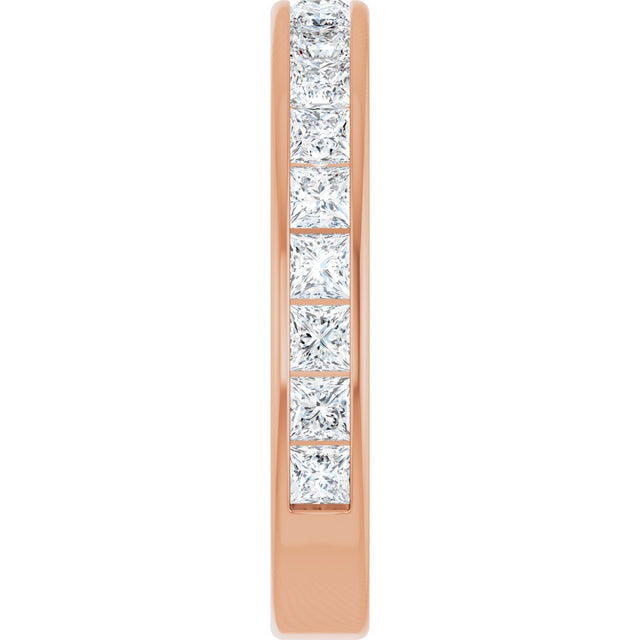 14K Gold Square Natural Diamond Channel-Set Anniversary Band – 2x2 mm Stones - Rose Gold - view 4