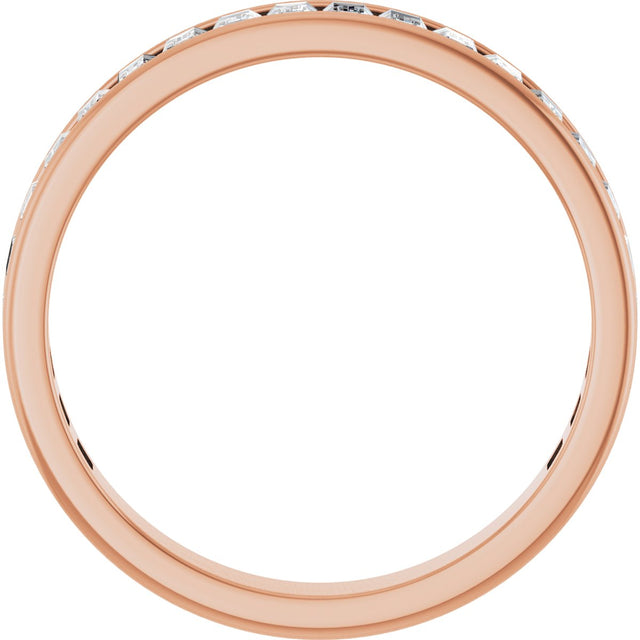14K Gold Straight Baguette Lab-Grown Diamond Channel-Set Anniversary Band – 3x2 mm Stones - Rose Gold - view 2