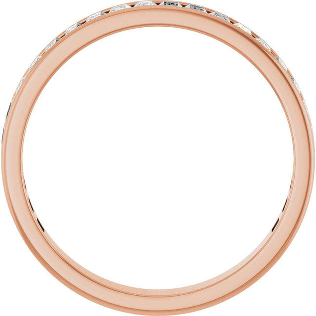 14K Gold Straight Baguette Lab-Grown Diamond Channel-Set Anniversary Band – 3x2 mm Stones - Rose Gold - view 2