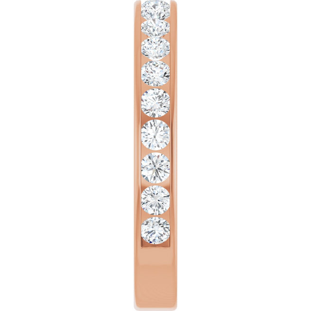 14K Gold Round Natural Diamond Channel-Set Anniversary Band – 2.5 mm Stones - Rose Gold - view 4