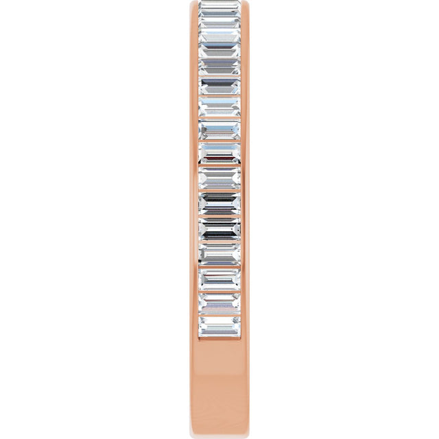 14K Gold Straight Baguette Natural Diamond Channel-Set Anniversary Band – 3x1.5 mm Stones - Rose Gold - view 4