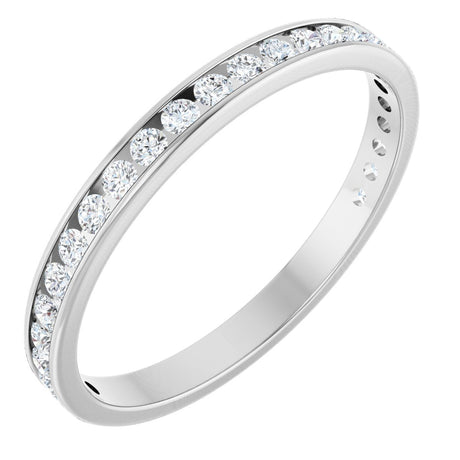 14K Gold Round Lab-Grown Diamond Channel-Set Anniversary Band – 2.25 mm Stones (1 CTW) - White Gold