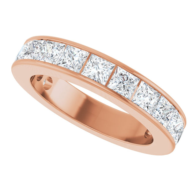 14K Gold Square Lab-Grown Diamond Channel-Set Anniversary Band – 3x3 mm Stones - Rose Gold - view 5