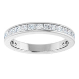 14K Gold Square Natural Diamond Channel-Set Anniversary Band – 2x2 mm Stones - White Gold - view 3